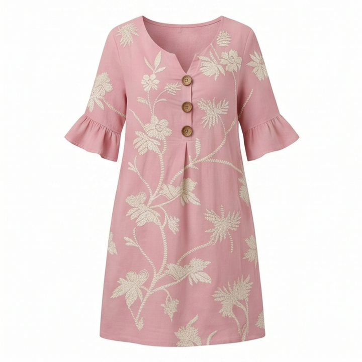Solenya™ – Embroidered Floral Midi Dress