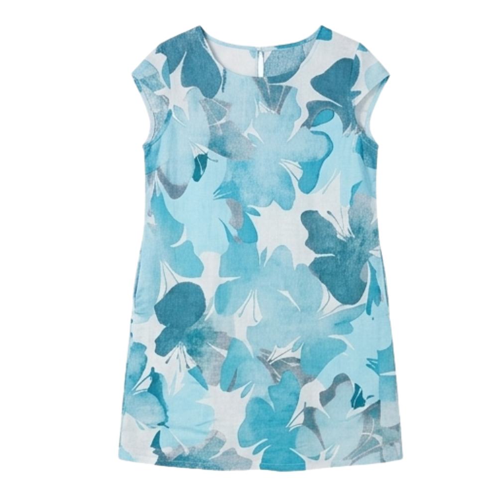 Watercolor Floral Summer Dress for Women - Relaxed Fit