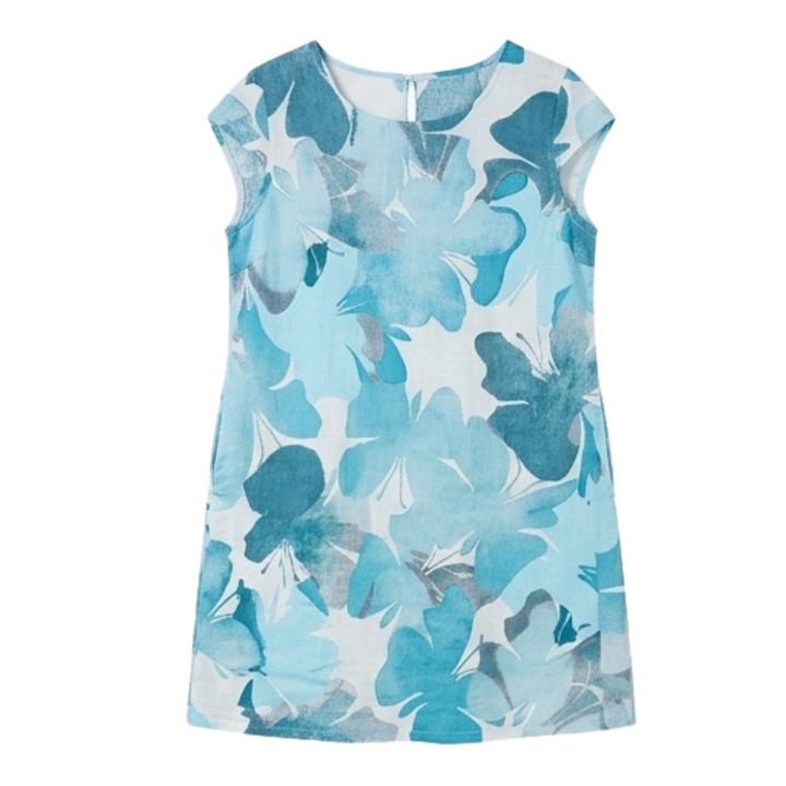 Watercolor Floral Summer Dress for Women - Relaxed Fit