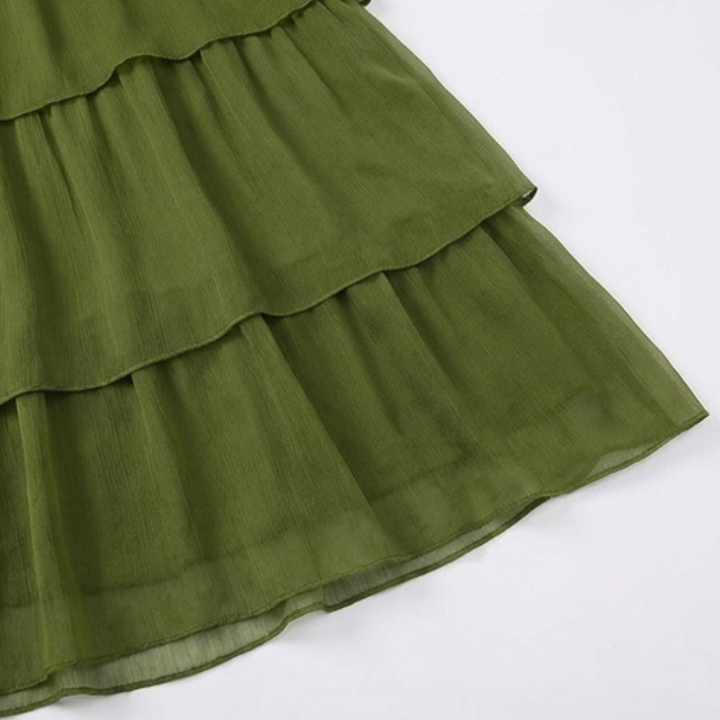 Tiered Chiffon Dress for Wedding Guest and Special Occasions