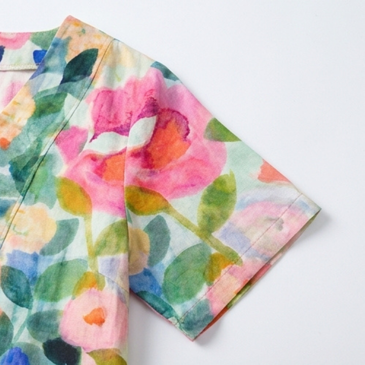 Vestido midi floral para mujer con escote en V, corte relajado, estilo verano