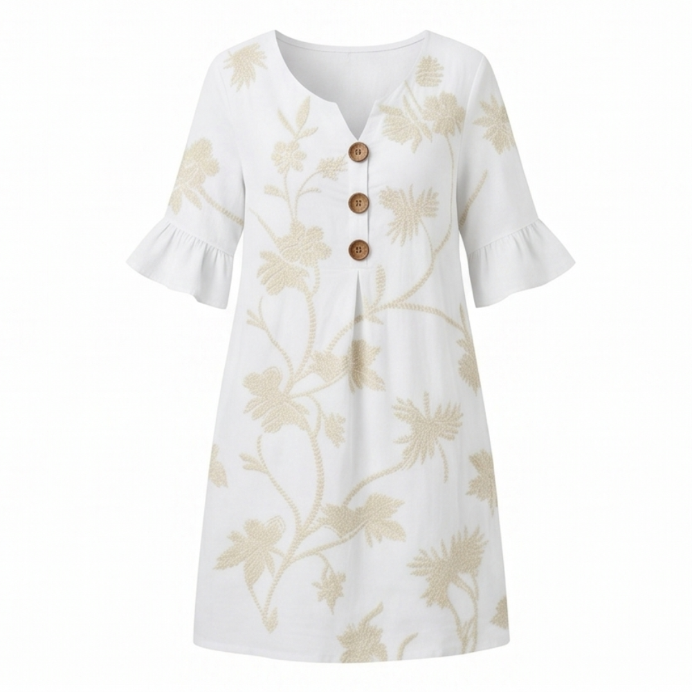 Solenya™ – Embroidered Floral Midi Dress