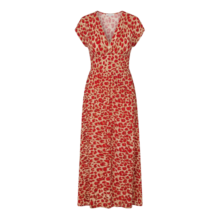 Vivara™ – Ruched Waist Leopard Maxi Dress