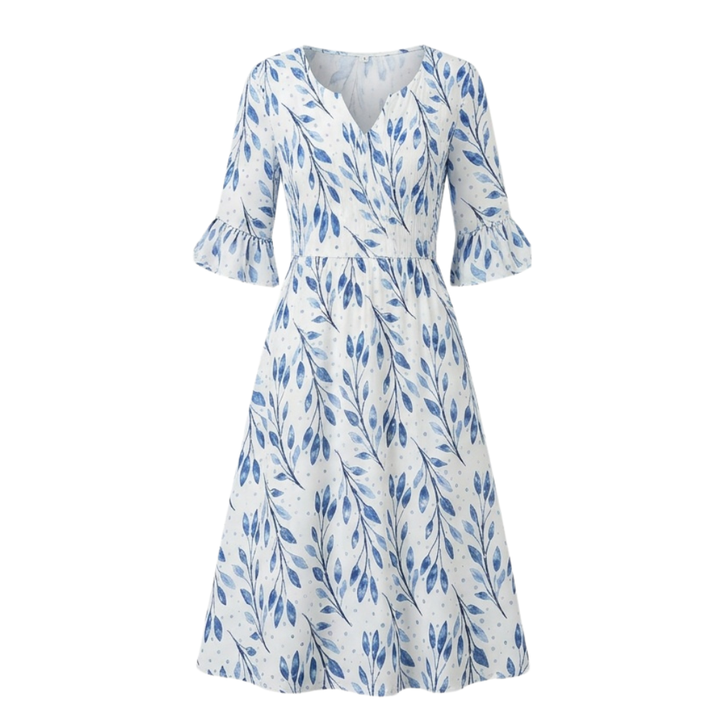 Midi Dress with Flutter Sleeves and Smocked Waist for Women