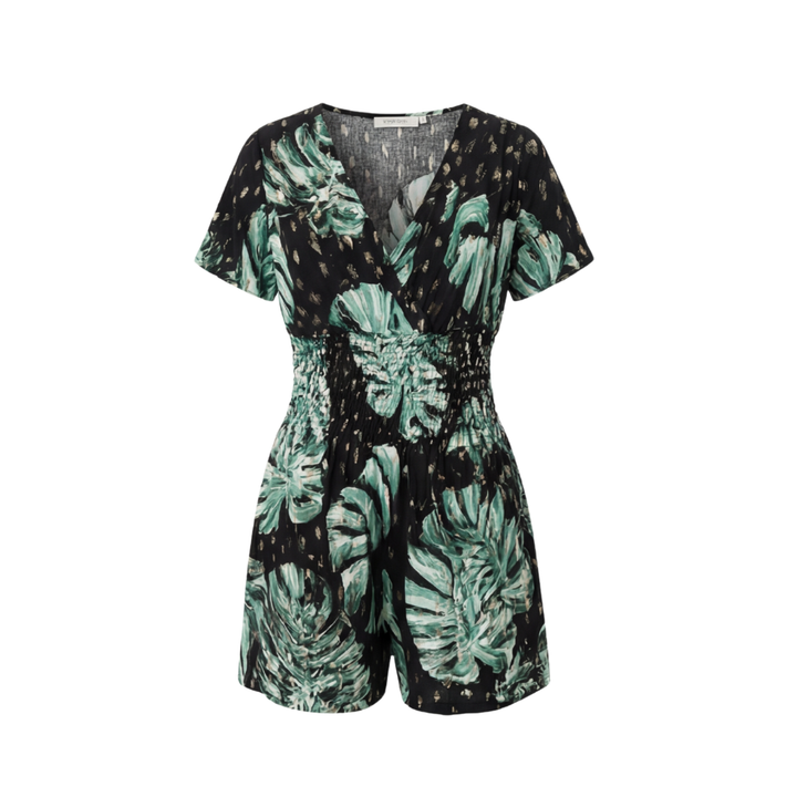 Tropical Wrap Romper with Pockets for Women