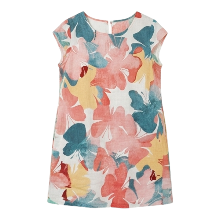 Watercolor Floral Summer Dress for Women - Relaxed Fit