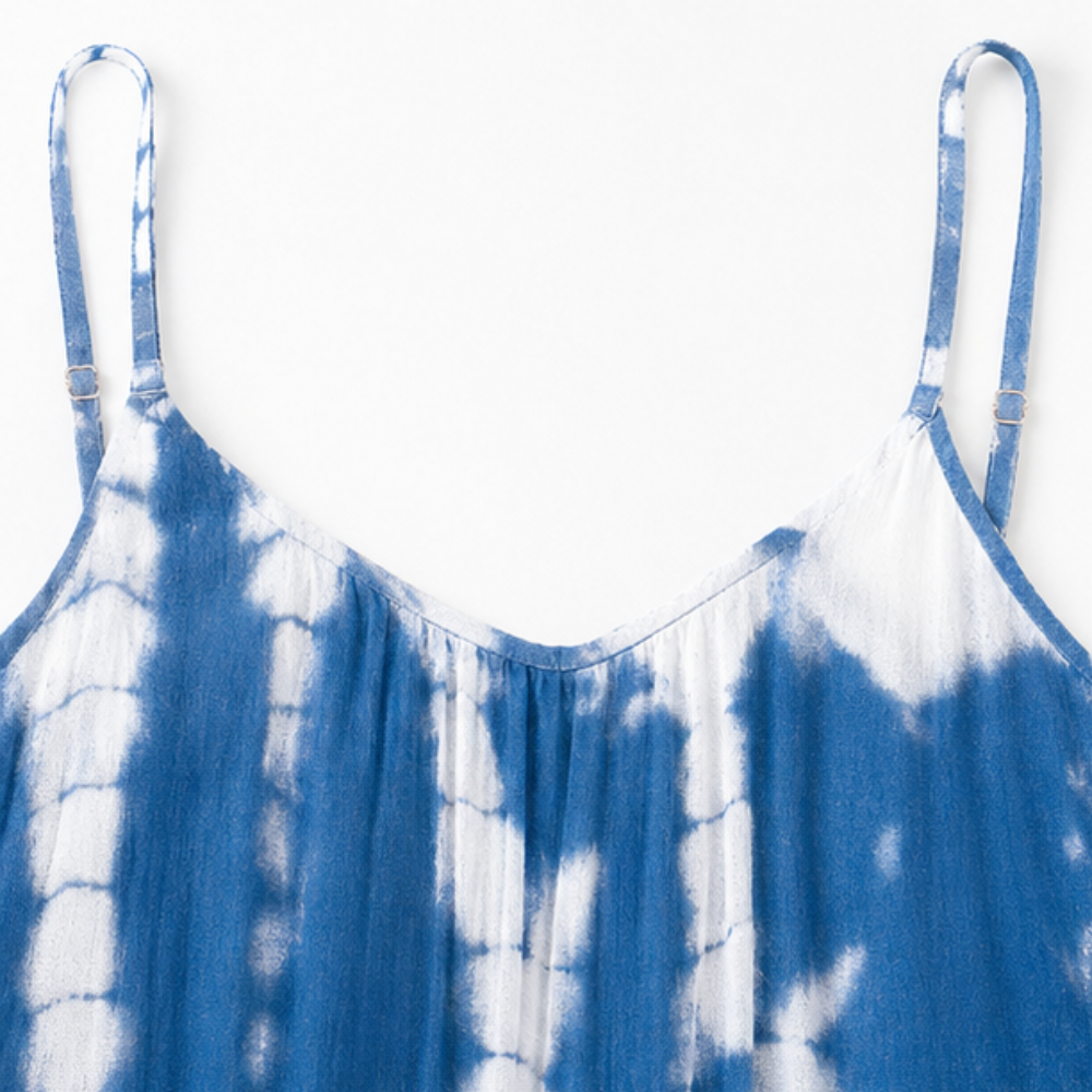 Mono de pierna ancha con bolsillos y estampado tie dye para mujer