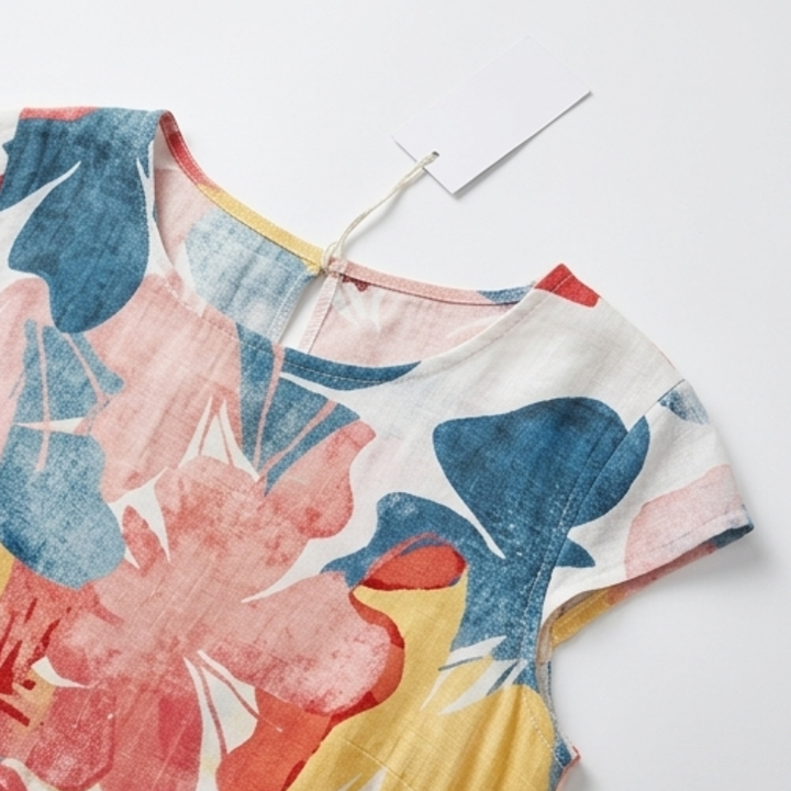 Watercolor Floral Summer Dress for Women - Relaxed Fit