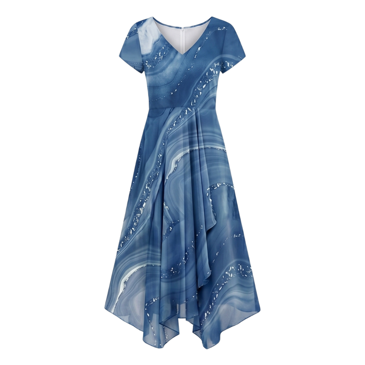 Chiffon Midi Dress - V-Neck Wedding Guest Dress