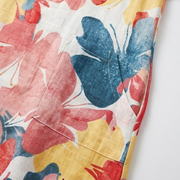 Watercolor Floral Summer Dress for Women - Relaxed Fit