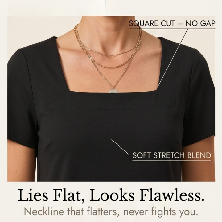 Square Neck T-Shirt Dress with Pockets for Women