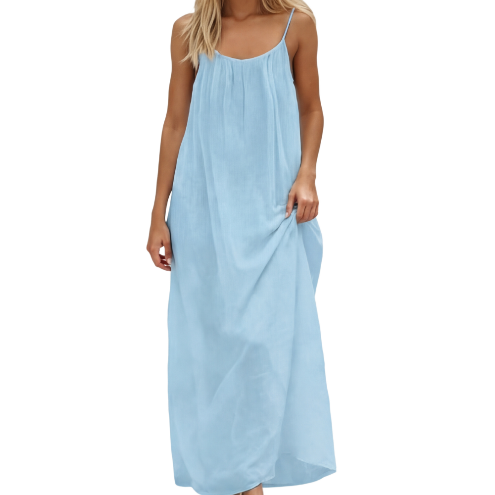 Flowy Maxi Dress with Adjustable Open Back
