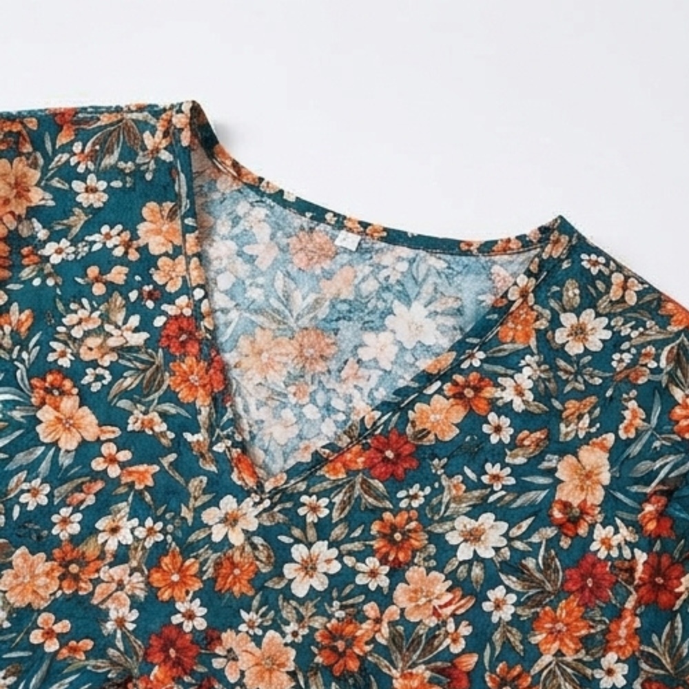 Floral A-Line Dress with Flutter Sleeves for Women