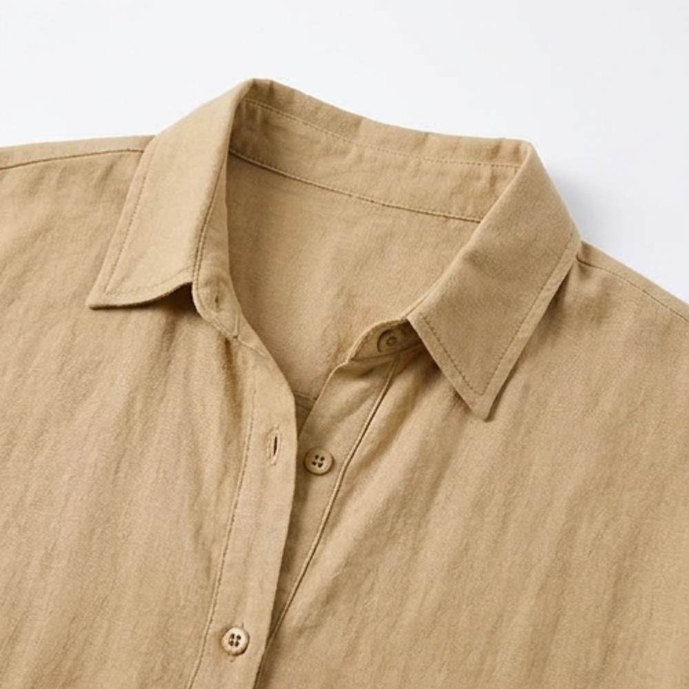 Linen Midi Dress Women Button Down Short Sleeve Summer