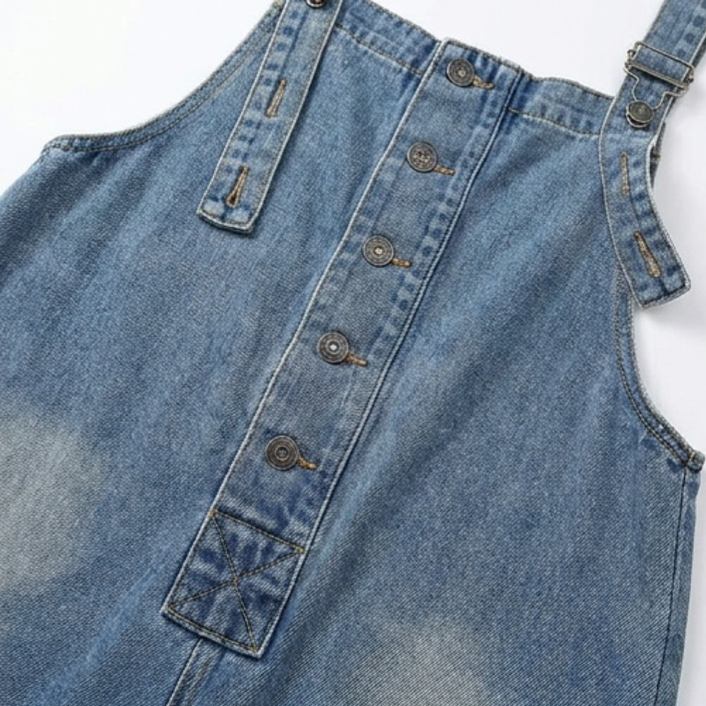 Denim Overalls for Women - Tapered Leg with Adjustable Straps