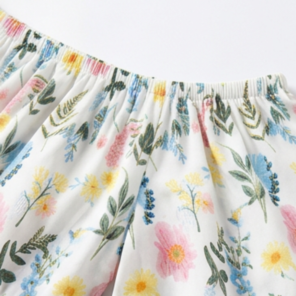 Vestido largo con hombros descubiertos y bolsillos - Estampado floral para mujer