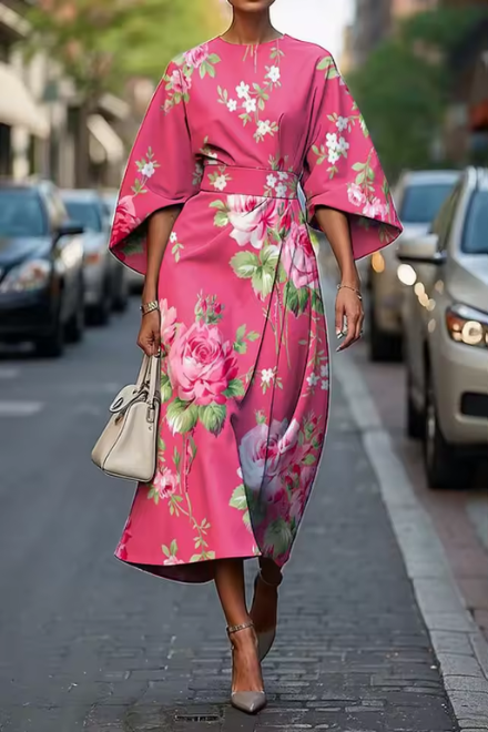 Floral Midi Dress - Elegant Summer Dress for Women