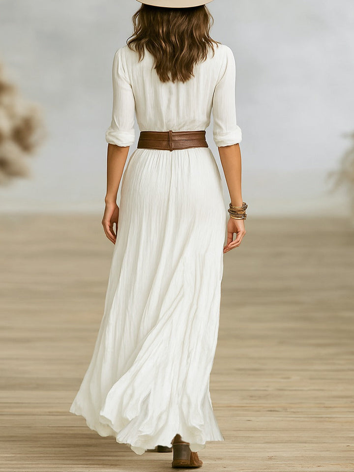 Lunori™ Soléane | Vestido midi plisado elegante