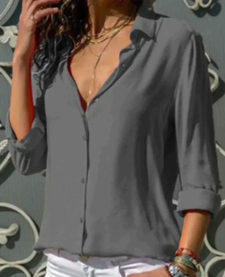 Stella | Camicia da donna in raso con bottoni, maniche lunghe