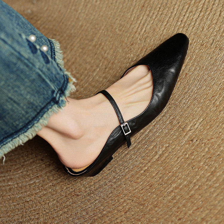 Mules de cuero genuino Thea