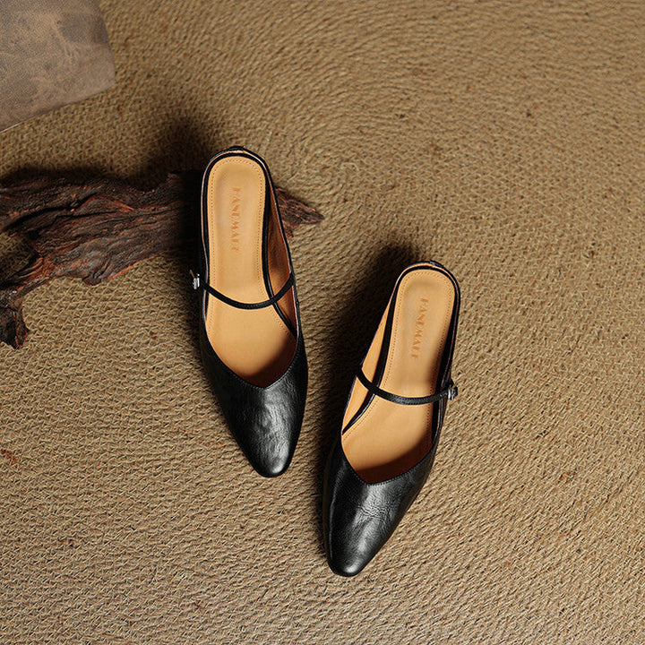 Mules de cuero genuino Thea