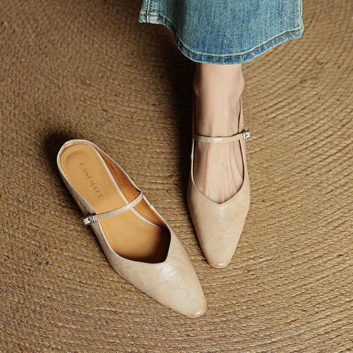 Mules de cuero genuino Thea