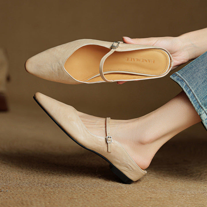 Mules de cuero genuino Thea