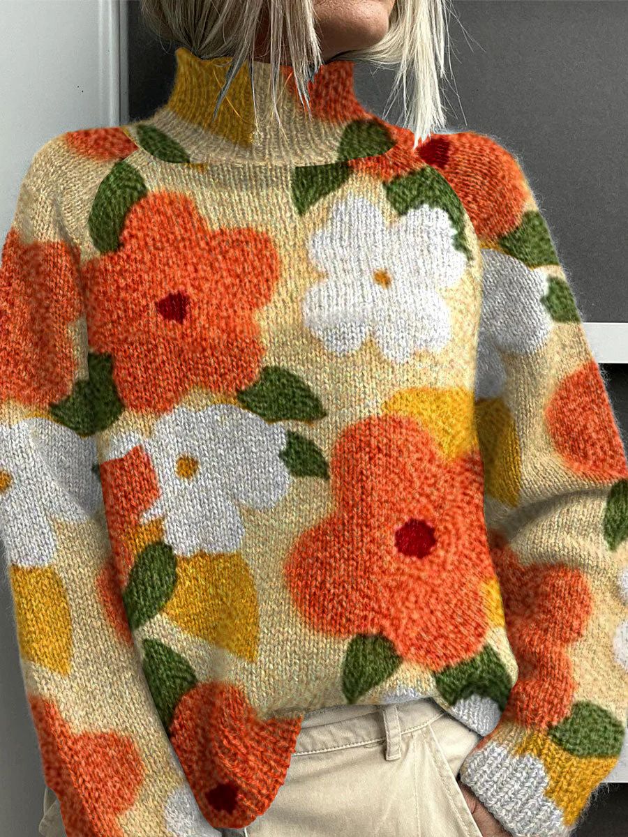 Jessie | Suéter de Cuello Alto Floral y Acogedor