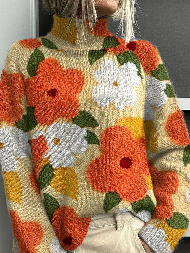 Jessie | Suéter de Cuello Alto Floral y Acogedor