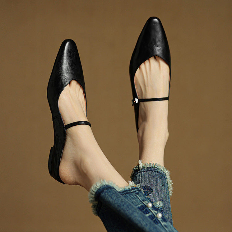 Mules de cuero genuino Thea