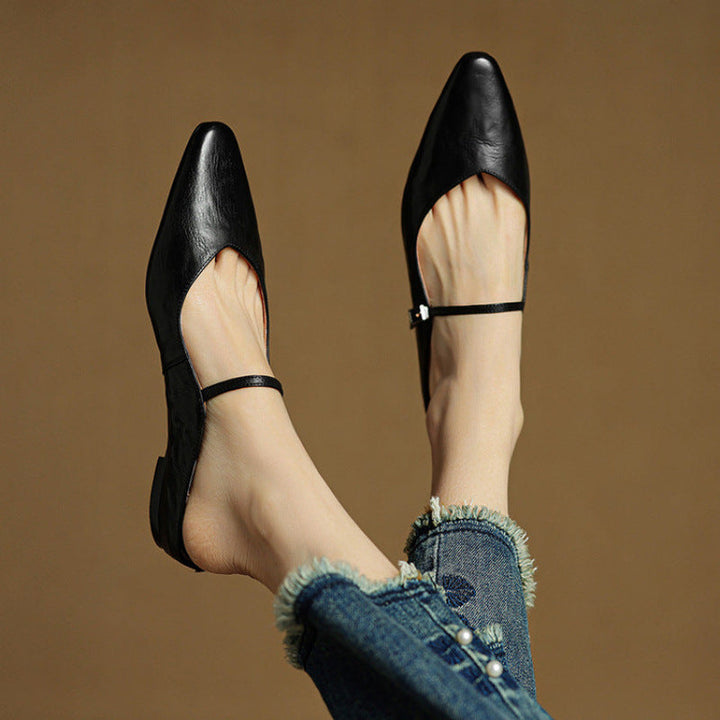 Mules de cuero genuino Thea