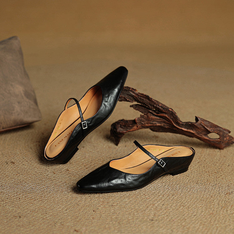 Mules de cuero genuino Thea