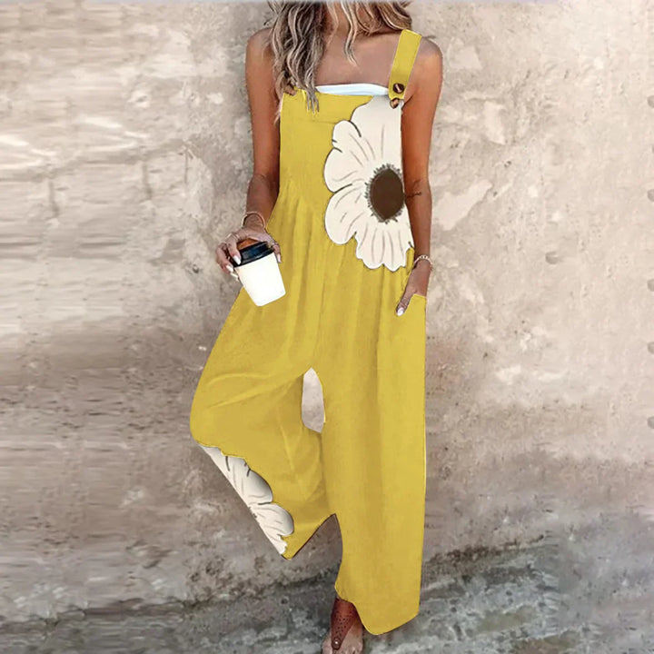 Women's Printed Overalls - Tapered Leg Jumpsuit with Stretch