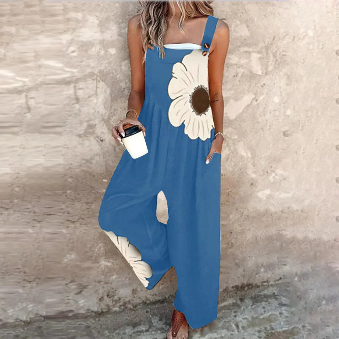 Women's Printed Overalls - Tapered Leg Jumpsuit with Stretch