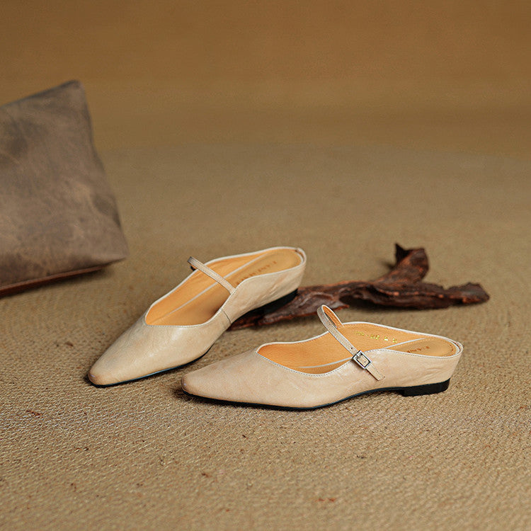 Mules de cuero genuino Thea