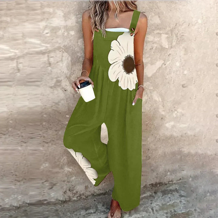 Women's Printed Overalls - Tapered Leg Jumpsuit with Stretch