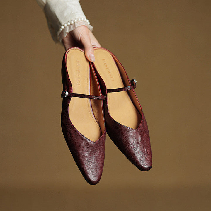 Mules de cuero genuino Thea