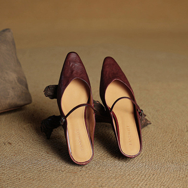 Mules de cuero genuino Thea
