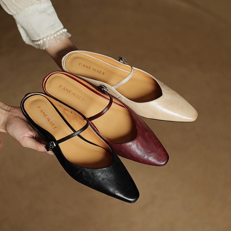 Mules de cuero genuino Thea