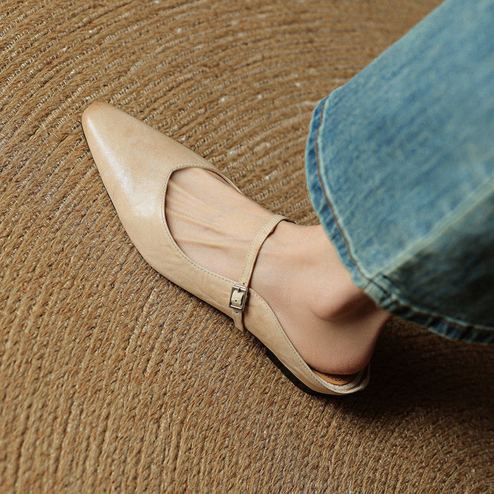 Mules de cuero genuino Thea