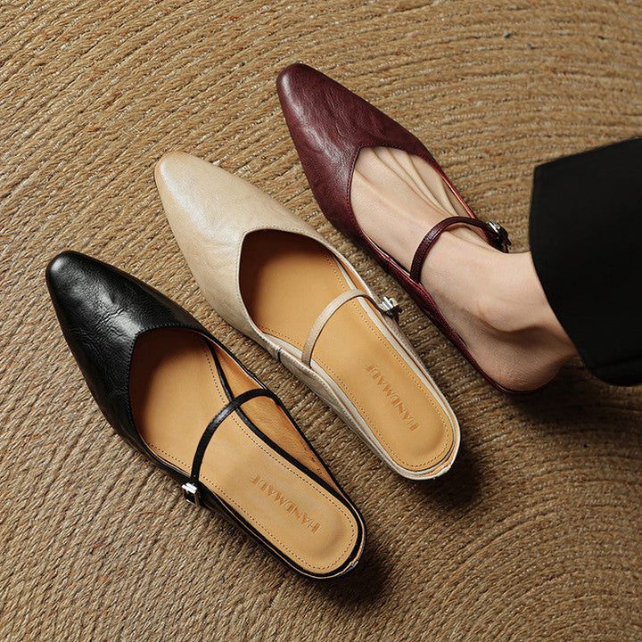 Mules de cuero genuino Thea