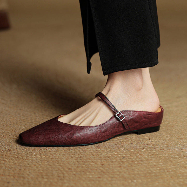 Mules de cuero genuino Thea