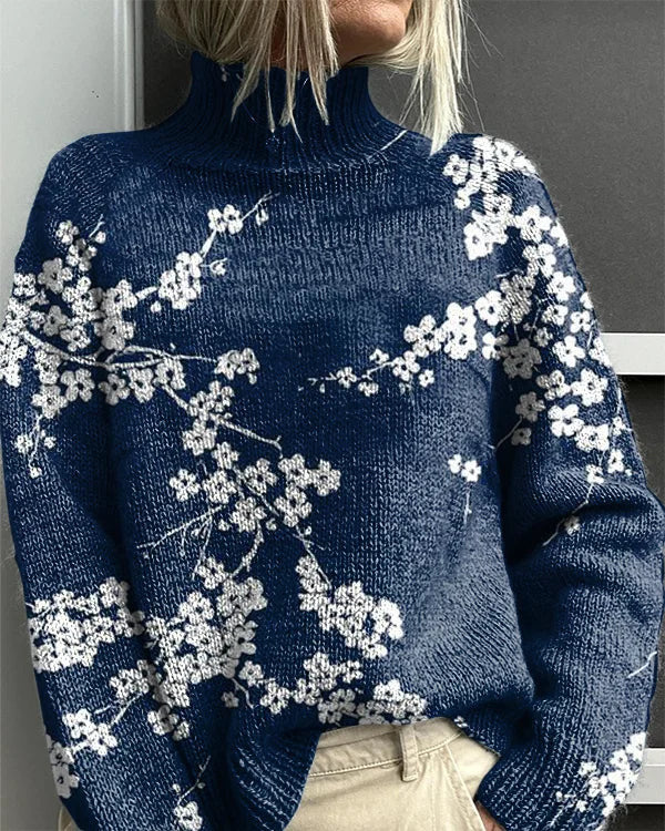 Jessie | Suéter de Cuello Alto Floral y Acogedor