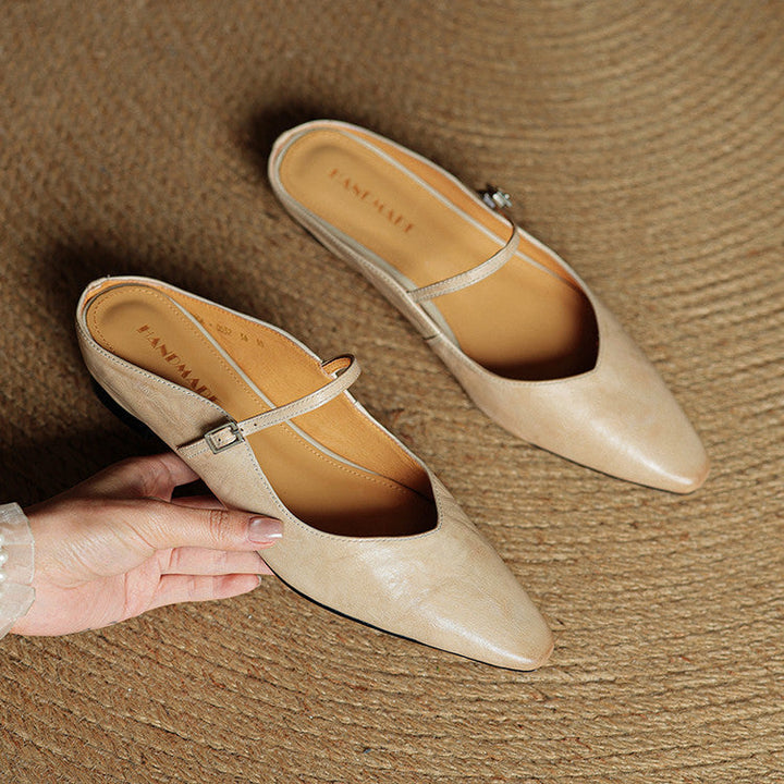 Mules de cuero genuino Thea