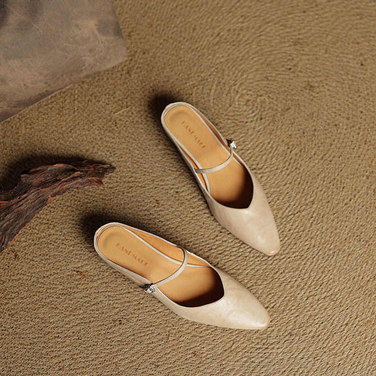 Mules de cuero genuino Thea
