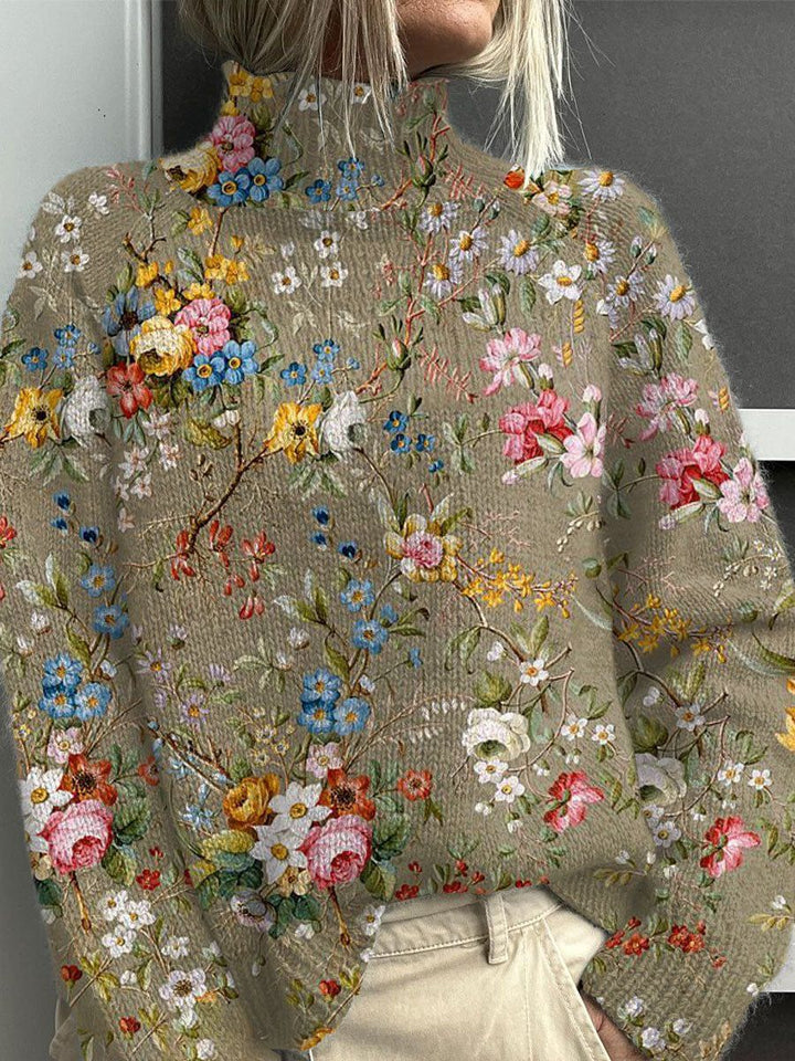 Jessie | Suéter de Cuello Alto Floral y Acogedor