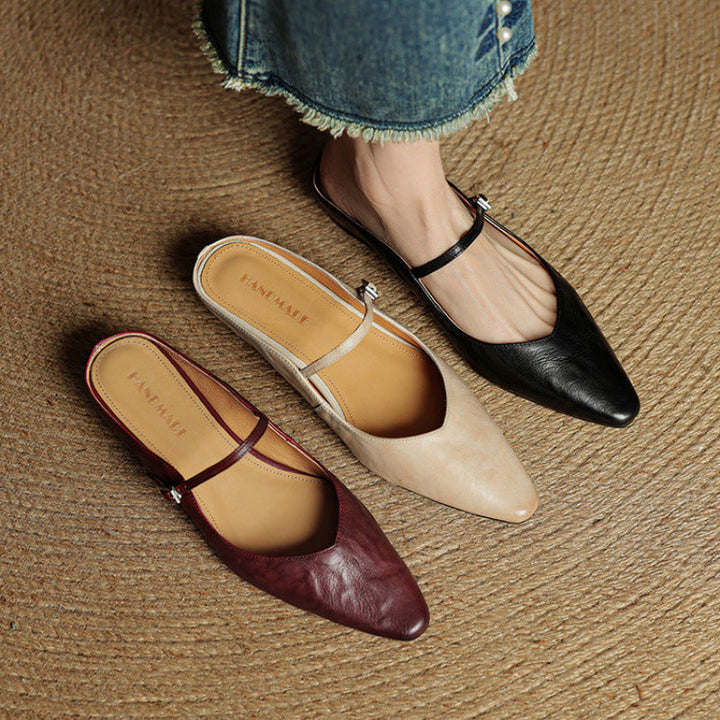 Mules de cuero genuino Thea