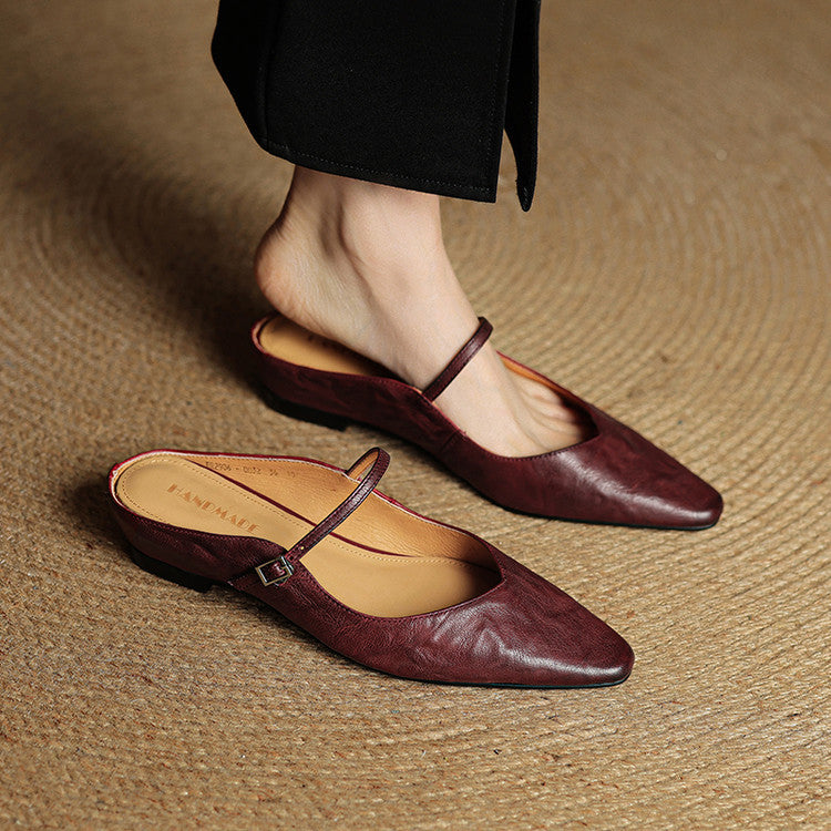 Mules de cuero genuino Thea