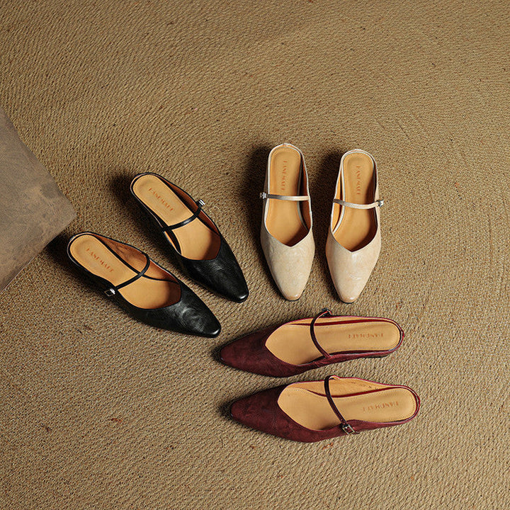 Mules de cuero genuino Thea