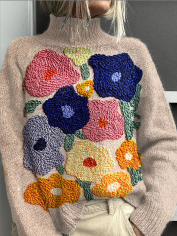 Jessie | Suéter de Cuello Alto Floral y Acogedor